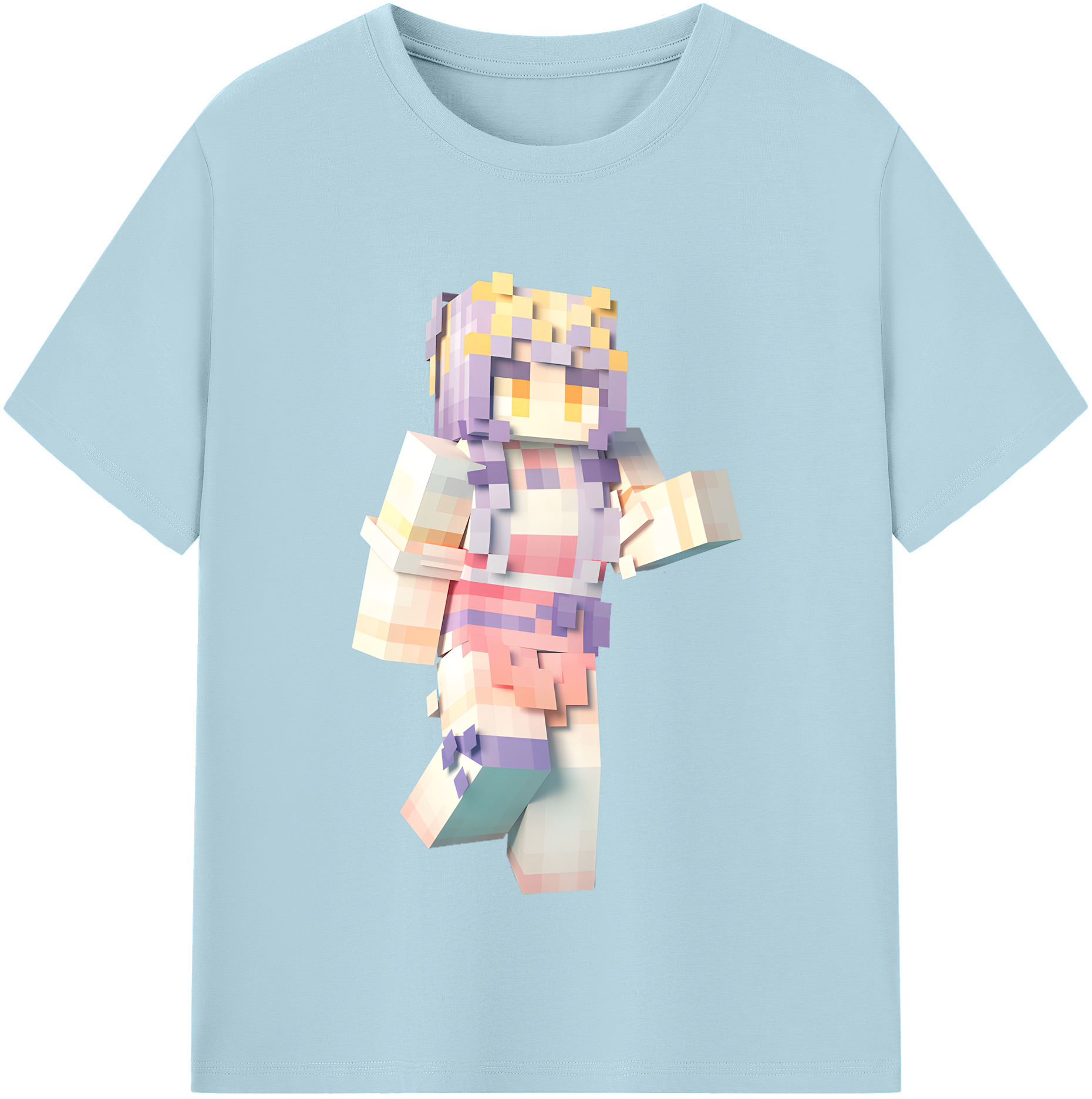 （画像用） マインクラフト ブロックの世界 Minecraft MC Block world 綿100％半袖Tシャツ（フロントプリント）